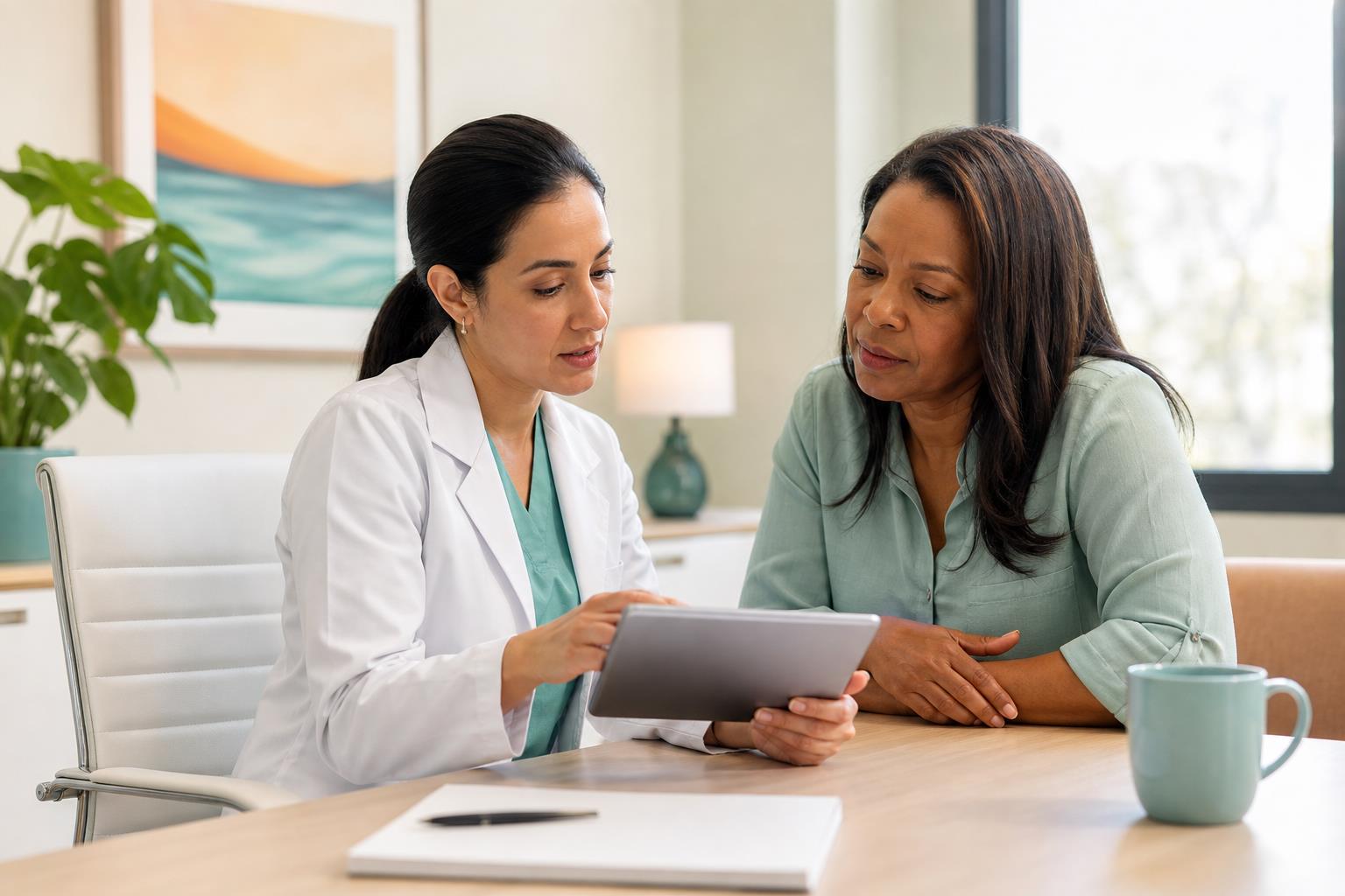 Healthcare provider explaining a care plan to a patient